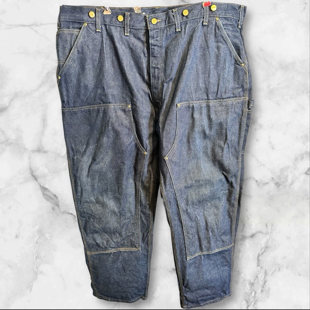 Carhartt Pants Men Size 46x32 Blue Denim B07 DNM‎ Double Knee Vintage
